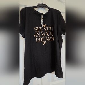 Torrid Black Tee with Gold Dream Print